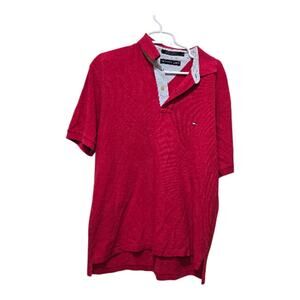 Tommy Hilfiger Red Striped Placket Polo Shirt Men’s L